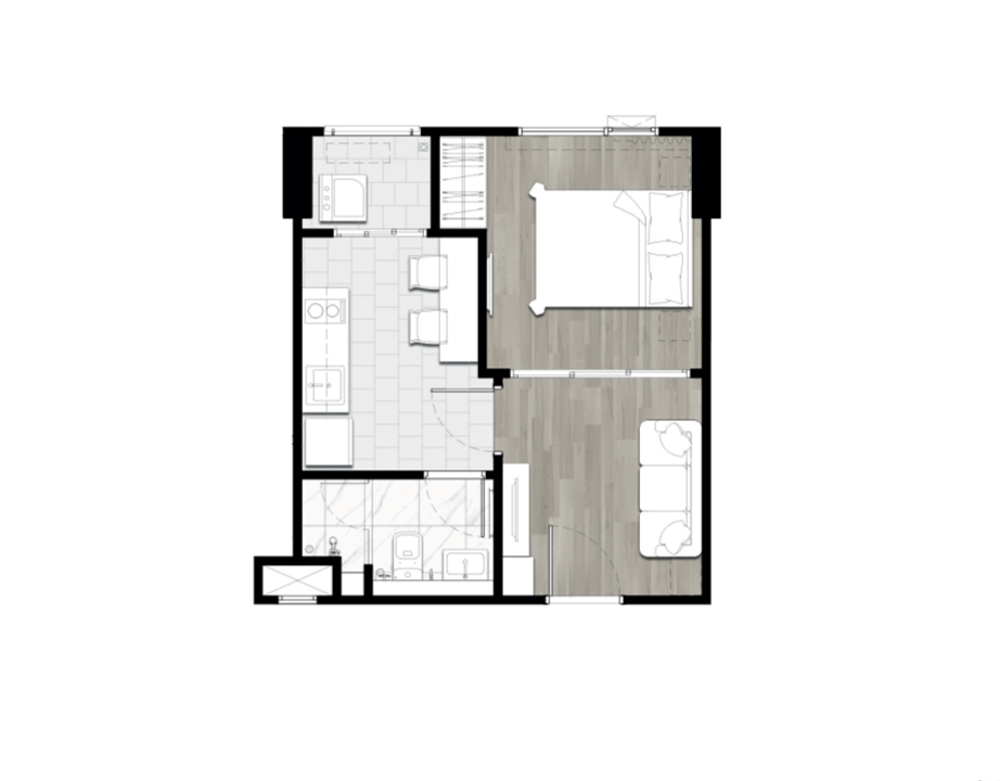 เซียล่า เจริญนคร-1 Bedroom layout - เซียล่า เจริญนคร (CIELA Charoen Nakhon)