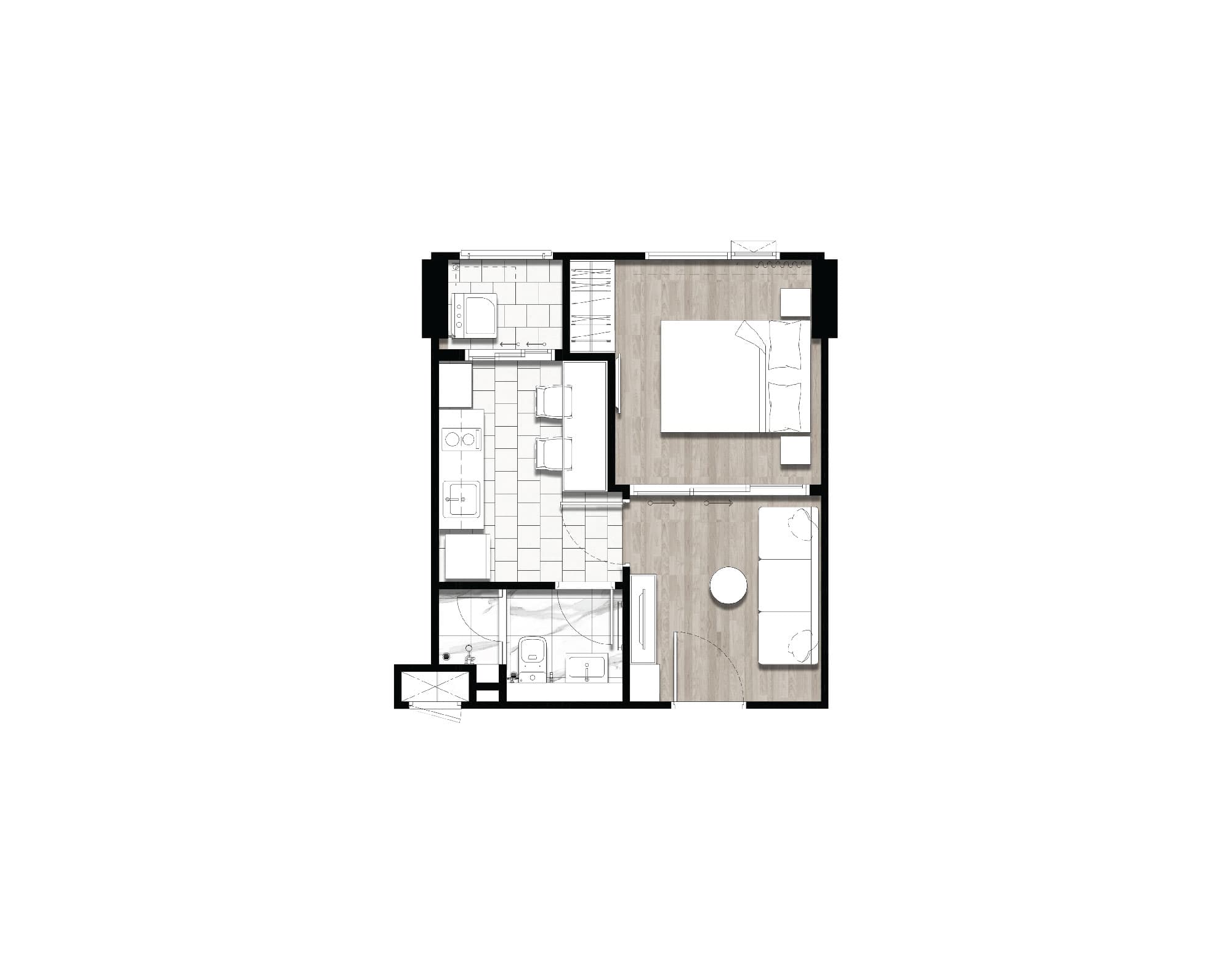 CIELA Charoen Nakhon-1 Bedroom layout - เซียล่า เจริญนคร (CIELA Charoen Nakhon)