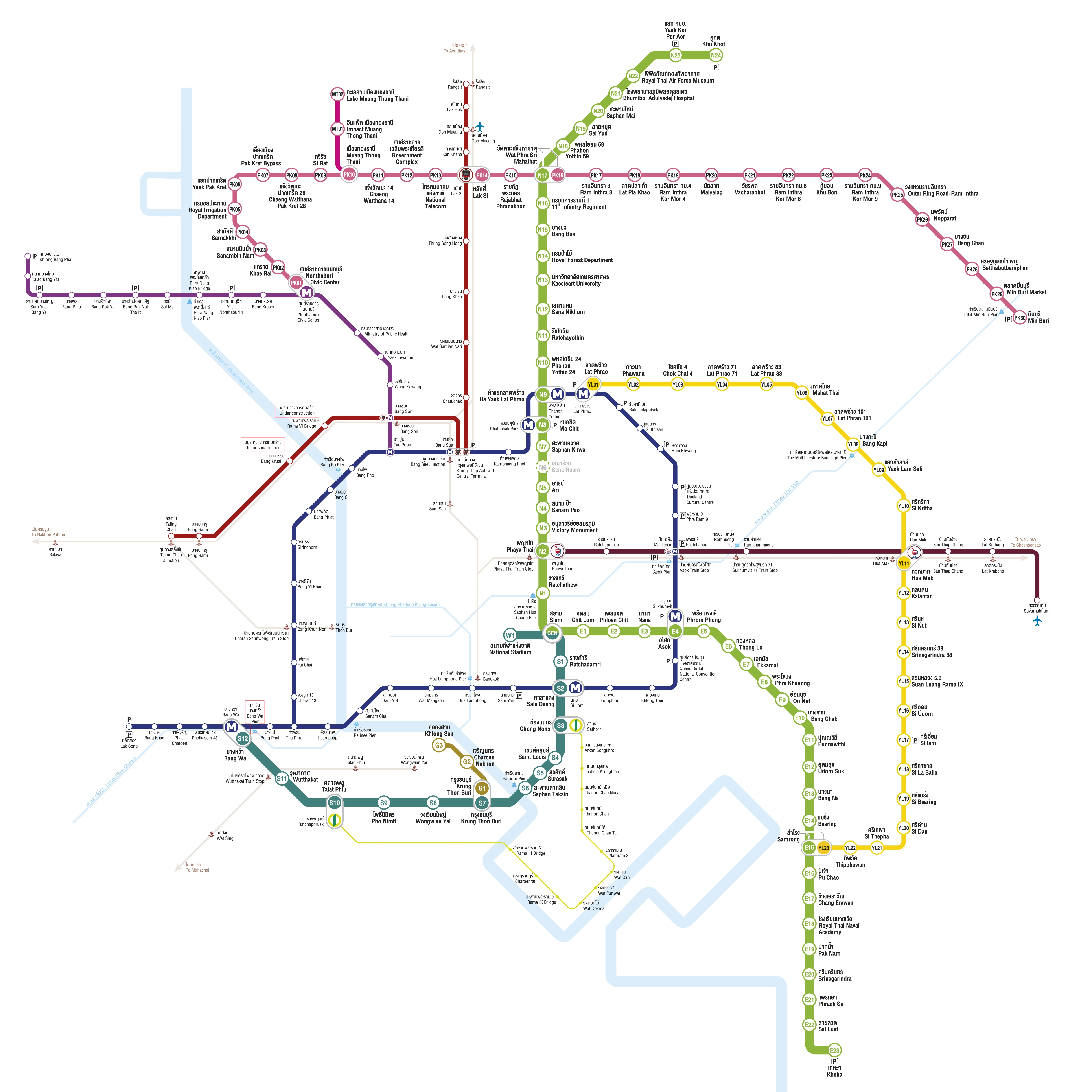 แผนที่รถไฟฟ้า BTS และ MRT